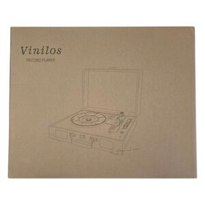 Vinilos Portable Suitcase Record Player Cream Retro 3-Speed Turntable L0533